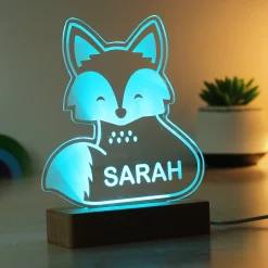 Online Personalised Fox Wooden Based LED Light Kids Personalised Canvas & Wall Art|Photo Prints & Wall Art