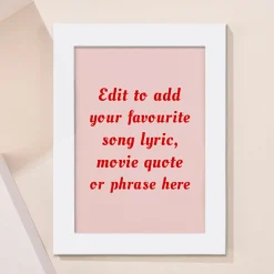 Card Factory Personalised Framed Wall Art - Add Your Own Music Lyrics, Movie Quote or Famous Phrase