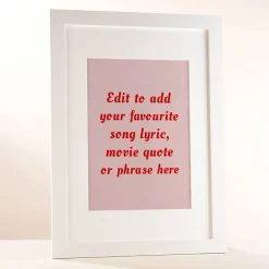 Card Factory Personalised Framed Wall Art - Add Your Own Music Lyrics, Movie Quote or Famous Phrase