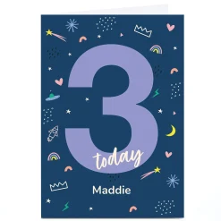 Kids Card Factory Personalised Frances Wilson 3rd Birthday Card - Purple 3 Today