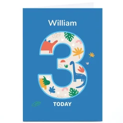 Discount Personalised Frances Wilson 3rd Birthday Card - Dinosaurs Kids For Son|For Grandson