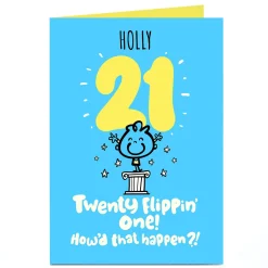 Best Personalised Fruitloops 21st Birthday Card - Twenty Flippin' One! Blue BOY For Son|For Grandson