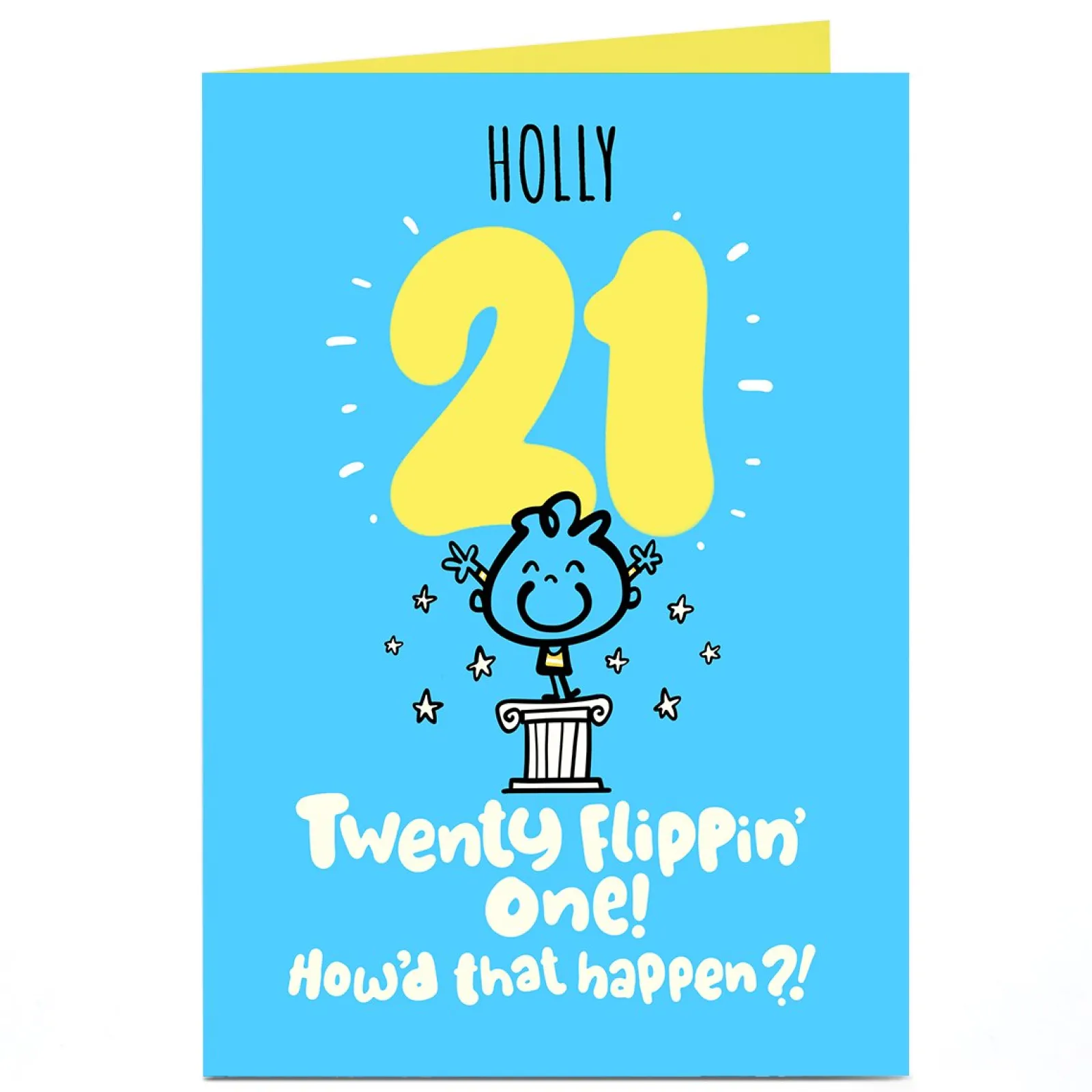Best Personalised Fruitloops 21st Birthday Card - Twenty Flippin' One! Blue BOY For Son|For Grandson