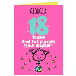 Discount Personalised Fruitloops 18th Birthday Card - The World's Your Oyster! For Sister|For Niece