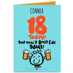 BOY Card Factory Personalised Fruitloops 18th Birthday Card - A Bona Fide Adult!