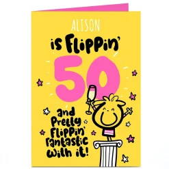 Online Personalised Fruitloops 50th Birthday Card - Flippin' Fantastic For Wife|For Sister