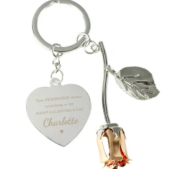 New Personalised Galentine's Rose & Heart Keyring Personalised Jewellery And Keepsakes|Jewellery & Keepsakes