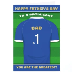 Outlet Personalised Get Carter Father's Day Card - Blue Football Shirt, Greatest Dad Father's Day