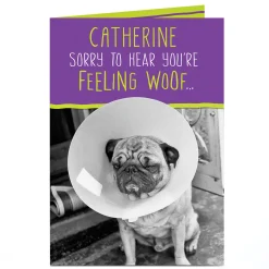 Sale Personalised Get Well Soon Card - Feeling Woof Get Well
