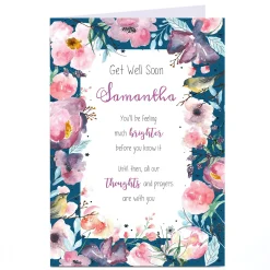 Best Personalised Get Well Soon Card - Floral Border Get Well|Birthday