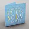 Hot Personalised Get Well Soon Card - Start To Feel Better , Blue Premium Square|Get Well