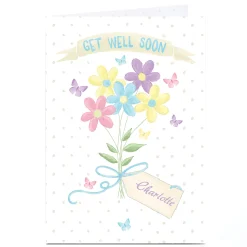Personalised Get Well Soon Card - Flowers & Polka Dots Get Well