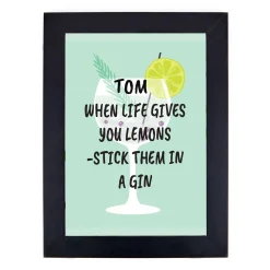 Clearance Personalised Gin Print - When Life Gives You Lemons Personalised Canvas & Wall Art|Photo Prints & Wall Art
