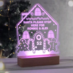 Outlet Personalised Gingerbread House Wooden Base LED Christmas Light Kids Personalised Canvas & Wall Art|Photo Prints & Wall Art