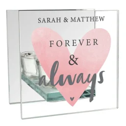 Online Personalised Glass Square Candle Holder - Forever & Always Jewellery & Keepsakes|Glassware