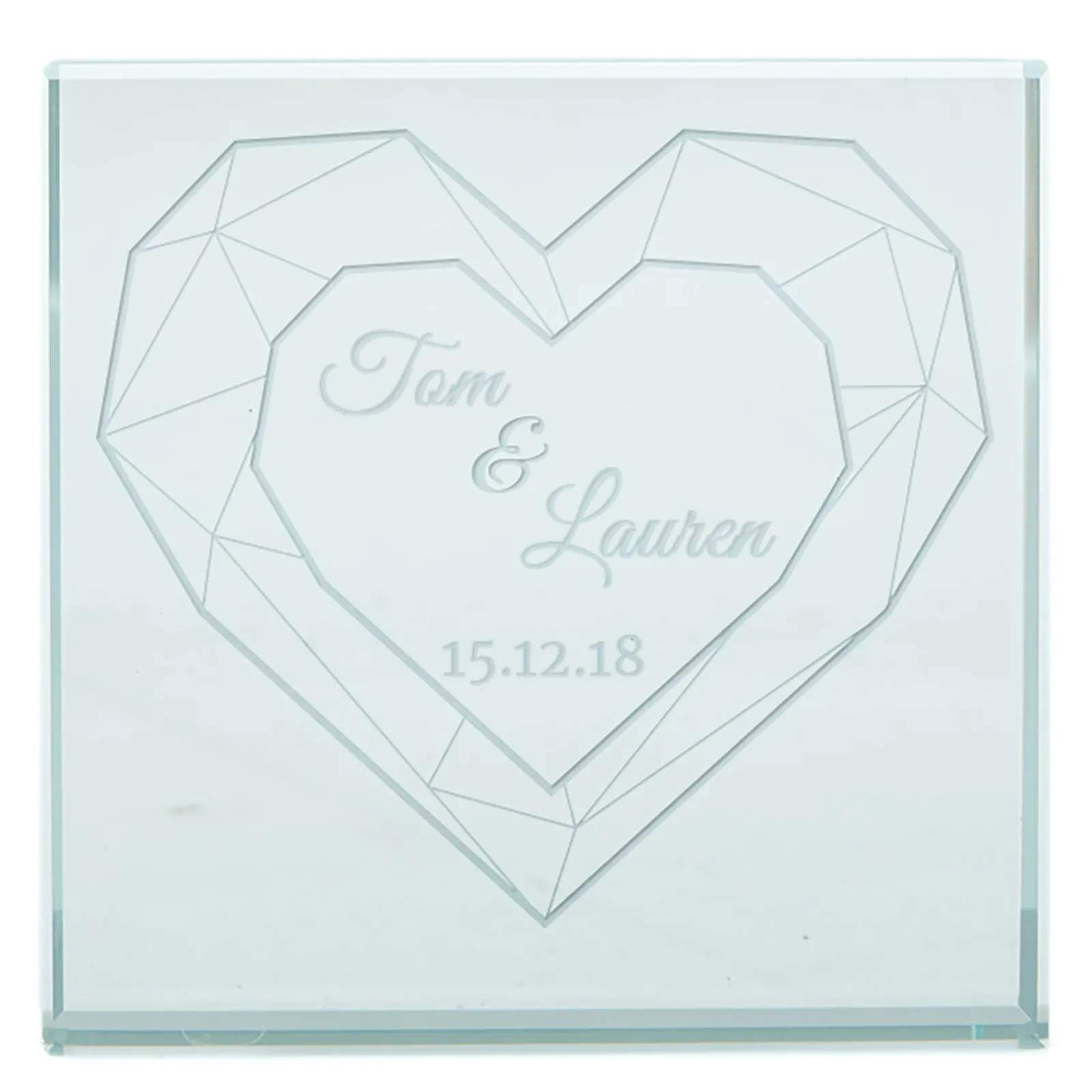 Discount Personalised Glass Token - Geometric Heart, Date Personalised Jewellery And Keepsakes|Jewellery & Keepsakes