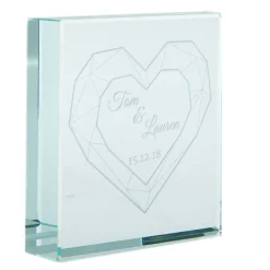 Discount Personalised Glass Token - Geometric Heart, Date Personalised Jewellery And Keepsakes|Jewellery & Keepsakes