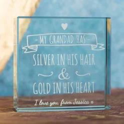 New Personalised Glass Token - Grandad, Silver And Gold Personalised Jewellery And Keepsakes|Jewellery & Keepsakes