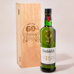 Outlet Personalised Glenfiddich Wooden Whisky Gift Box - Enjoy Your 60th Birthday 60Th Birthday|Personalised Engraved Gifts