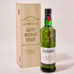 Sale Personalised Glenfiddich Wooden Whisky Gift Box - Happy Birthday, Vintage Year 100Th Birthday|90Th Birthday
