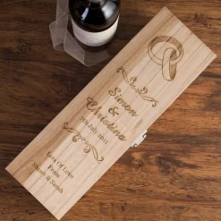 Card Factory Personalised Glenfiddich Wooden Whisky Gift Box - Wedding Rings