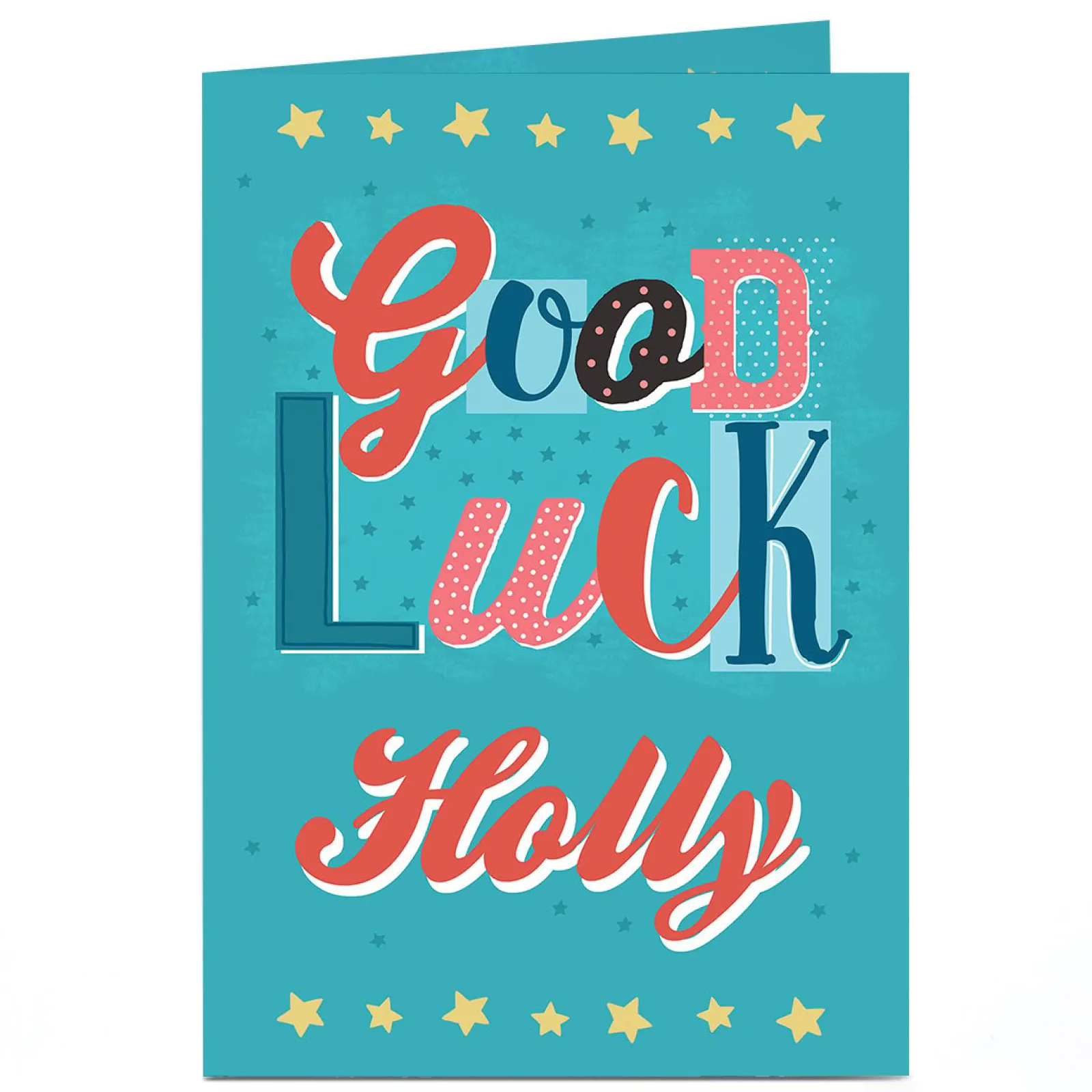 Card Factory Personalised Good Luck Card - Blue & Orange