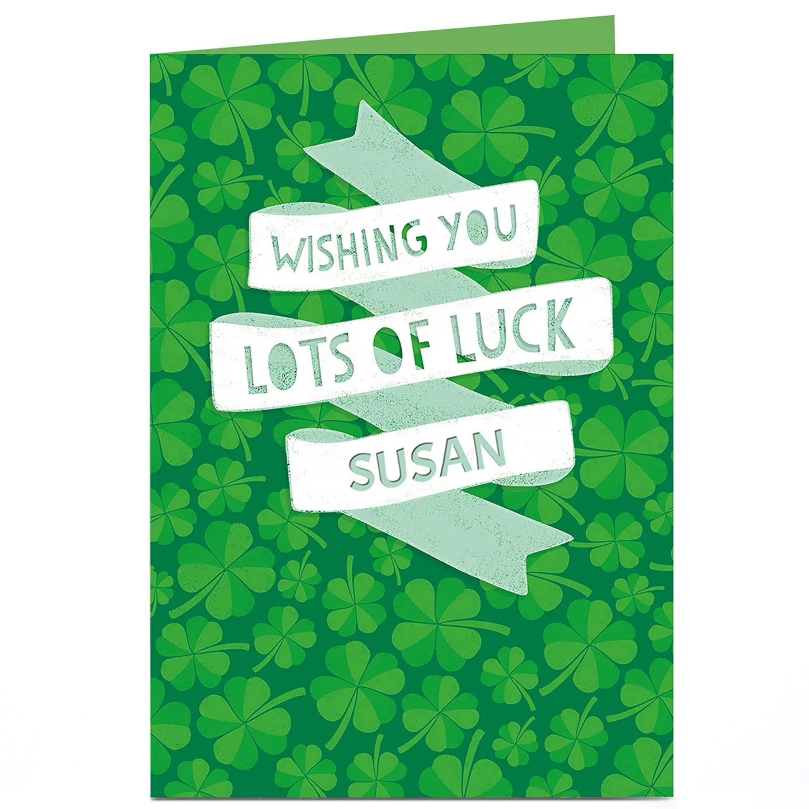 Card Factory Personalised Good Luck Card - Lots Of Luck Banners And Clovers