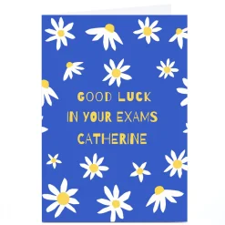 Card Factory Personalised Good luck in Your Exams Card - Daisy Flower