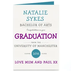 Card Factory Personalised Graduation Card - Congratulations