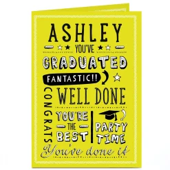 Outlet Personalised Graduation Card - Black, White & Yellow Graduation|Congratulations