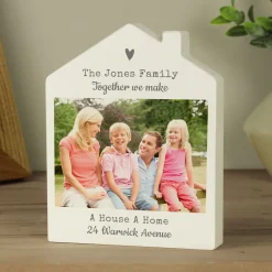 Discount Personalised Grey Heart Photo Upload Wooden House Plaque Personalised Canvas & Wall Art|Photo Gifts