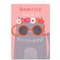 Card Factory Personalised Hannah Steele Birthday Card - Cool Cat