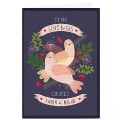 Card Factory Personalised Hannah Steele Engagement Card - Love Birds