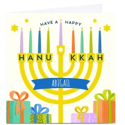 Card Factory Personalised Hanukkah Card - Menorah