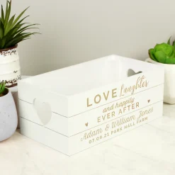 New Personalised Happily Ever After Wooden Crate Personalised Jewellery And Keepsakes|Jewellery & Keepsakes