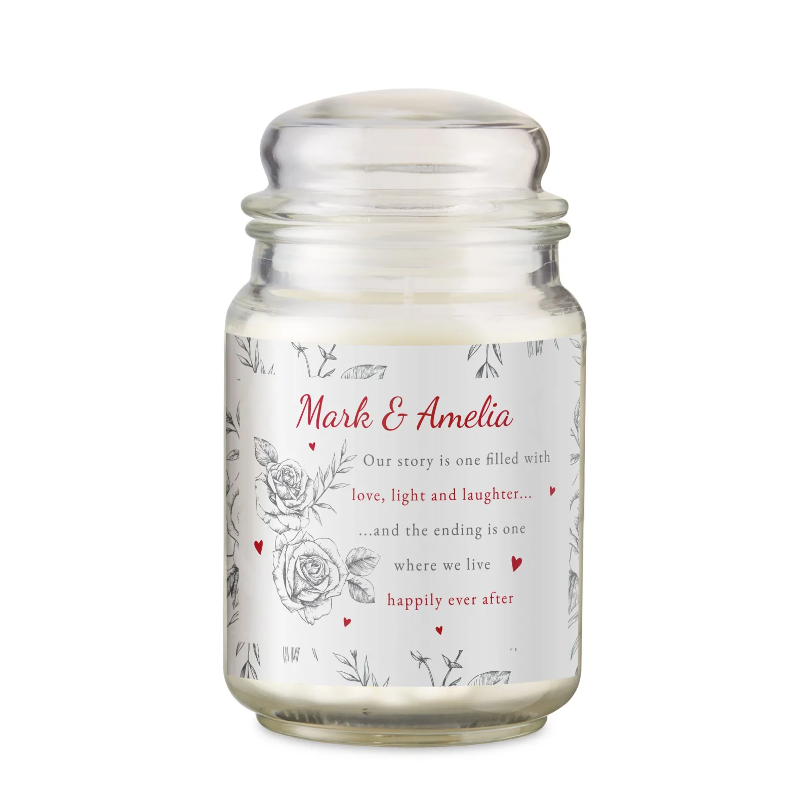 Online Personalised Happily Ever After Vanilla Candle Jar Scented Candles|Gifts For Her