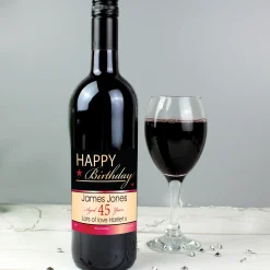 Card Factory Personalised Happy Birthday Red Wine 75cl