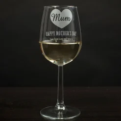 Card Factory Personalised Happy Mother's Day Heart Wine Glass