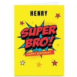 Hot Personalised Hello Munki Birthday Card - Super Bro Kids For Brother|For Kids