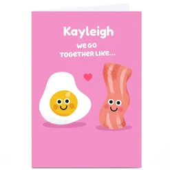 Best Personalised Hello Munki Valentine's Day Card - Bacon & Eggs Funny