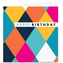 New Personalised Hello Munki Birthday Card - Colourful Diamonds Premium Square|For Everyone