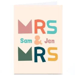 Card Factory Personalised Hello Munki Wedding Card - Mrs & Mrs