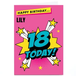 Outlet Personalised Hello Munki 18th Birthday Card - Pink Comic 18Th Birthday|Special Age