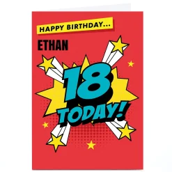 Personalised Hello Munki 18th Birthday Card - Comic Explosion For Son|For Nephew