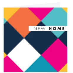 Card Factory Personalised Hello Munki New Home Card - Colourful Diamonds