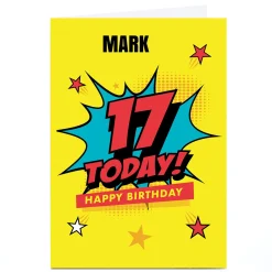 Sale Personalised Hello Munki 17th Birthday Card - Comic Explosion For Son|Son