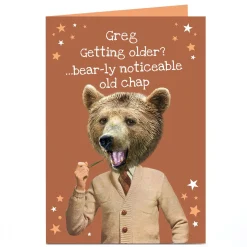 New Personalised Heritage Wild Birthday Card - Bear-ly Noticeable For Son|For Friend