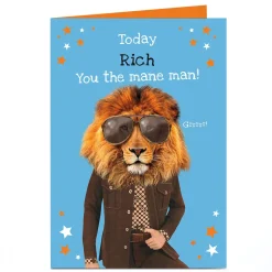 Card Factory Personalised Heritage Wild Birthday Card - Mane Man!