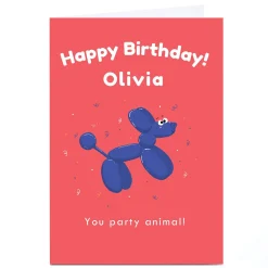 Card Factory Personalised Hew Ma Birthday Card - You Party Animal!