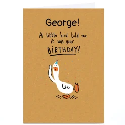 Personalised Hew Ma Birthday Card - A Little Bird Told Me... Kids For Uncle|For Son